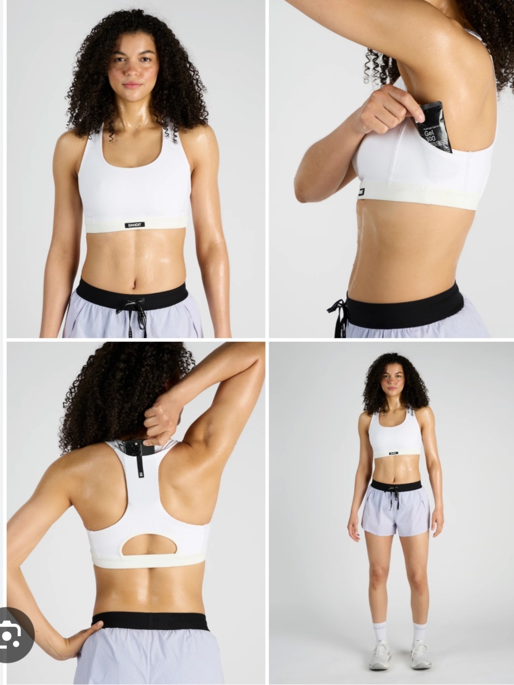 Bandit White Ribbed Sports Bra - Supportive Racerback - Picture 3 of 8